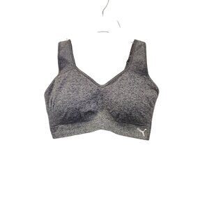 Puma Womens Gray Padded Sports Bra Size L Adjustable Straps Stretch Fabric 3684